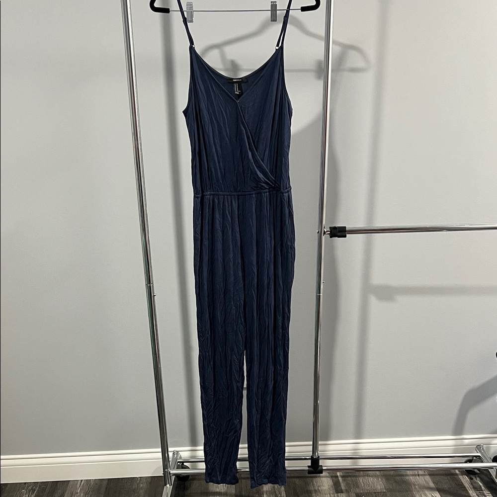 Forever 21 Deep Blue Sleeveless Jumpsuit